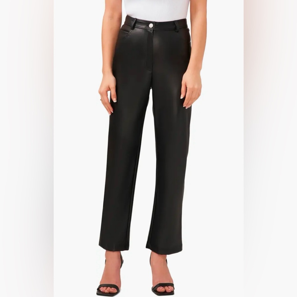 NWOT Halogen Black 5-Pocket Faux Leather Pants 10